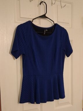 Elle Royal Blue Short Sleeve Peplum Top